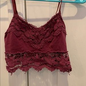 burgundy cropped tank top